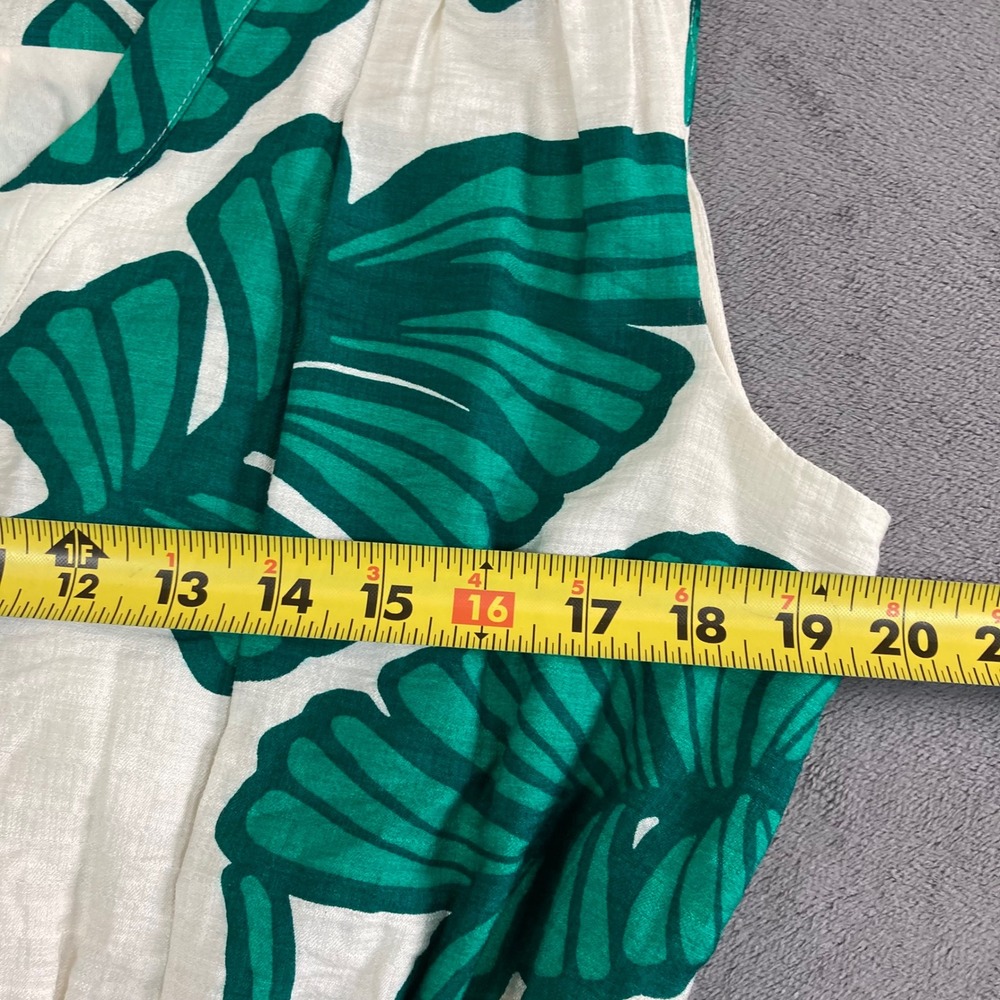 Nine West Womens Green Tropical Leaf Print Button Front Tiered Dress Large L - Picture 6 of 8